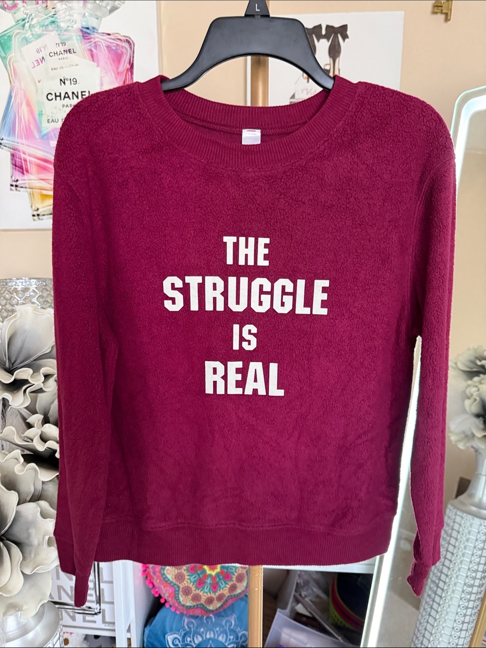 No Boundaries Maroon Crewneck Sweatshirt with White Slogan